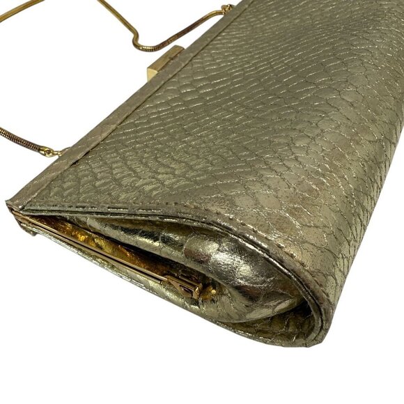 STEVE MADDEN Evening Bag Gold Tone with Chain Clutch Handbag - Picture 10 of 13